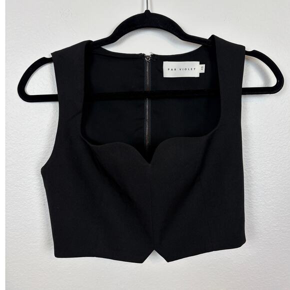 Par Violet Sweet Liberty Sweetheart Neckline Full Exposed Zip Back Crop Top XS - Picture 2 of 5